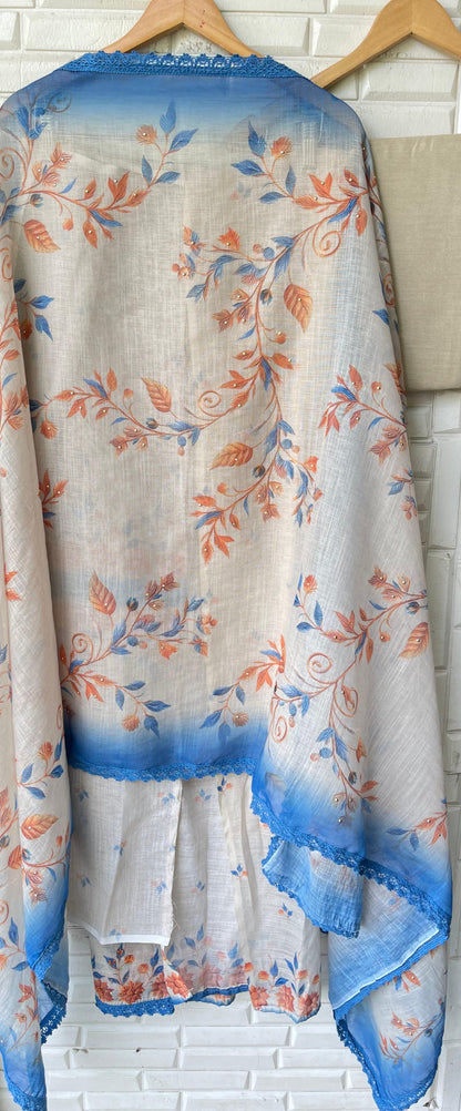Linen cotton unstitched ladies suit Rc17427