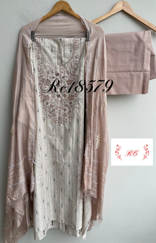 Self cotton weaving ladies unstitched suit Rc18579