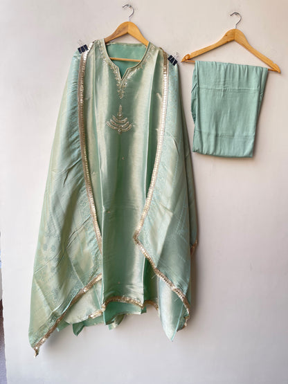 Premium Shimmer Giraffe Silk Unstitched 3 Pcs Designer Suit Set