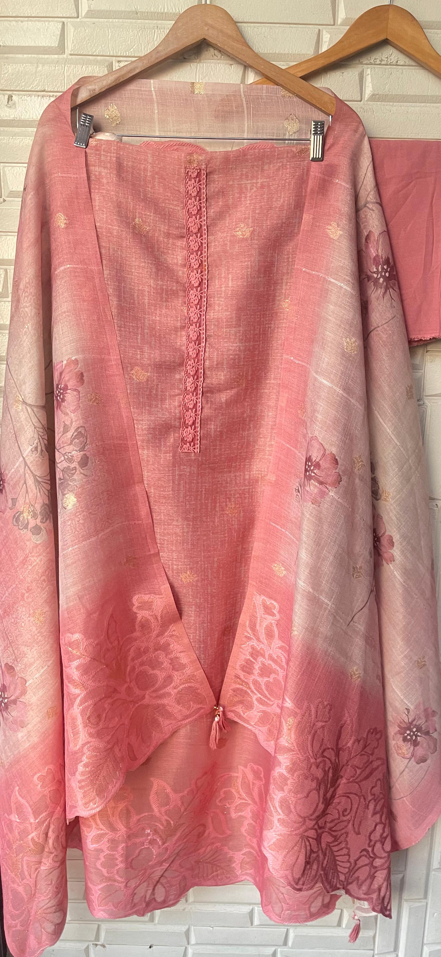 Banarasi shimmer linen unstitched ladies suit Rc17732