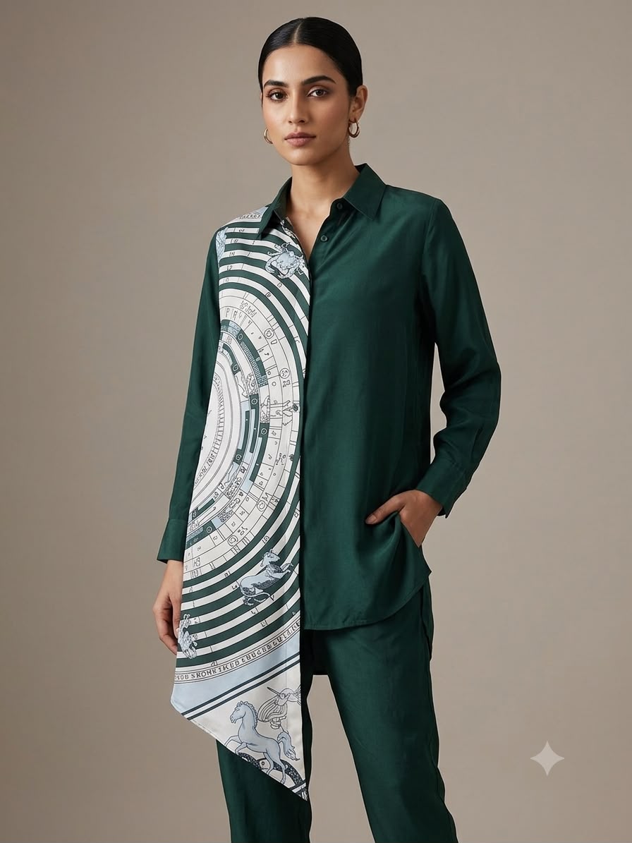 Satin crepe printed stitched ladies coord set Rc19190
