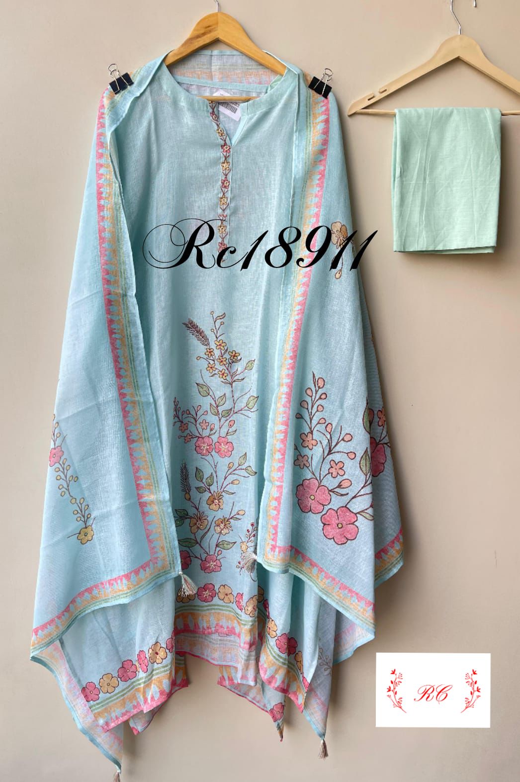 Pure linen printed unstitched ladies suit Rc18911