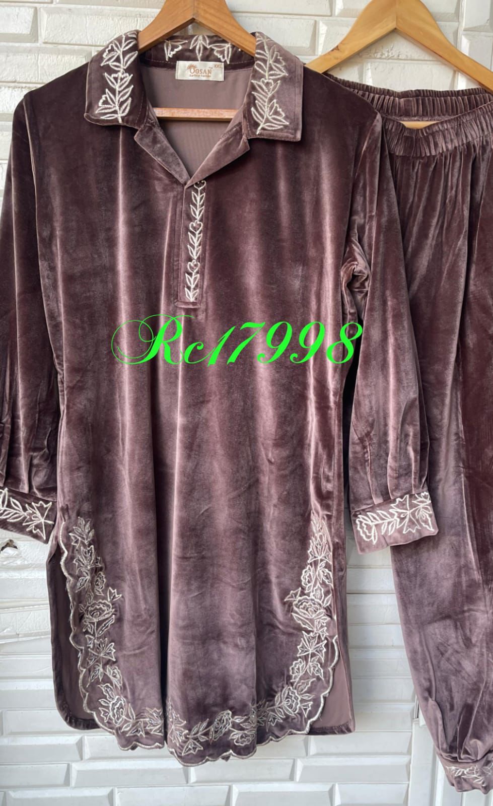 Velvet fully stitched winter ladies coord set Rc17998