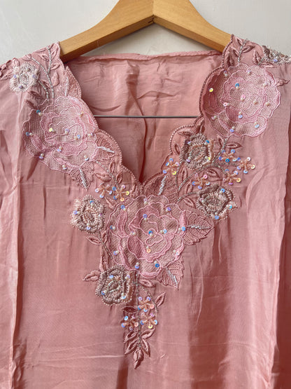 Designer Crepe Satin Resham Embroidered Unstitched Suit Set