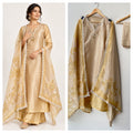Premium Shimmer Crushed Tissue Shaded 3 pcs Designer Unstitched Suit Set