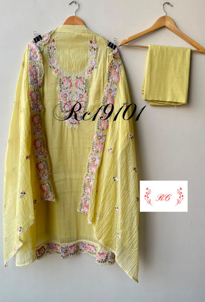 Mul chanderi unstitched ladies suit Rc19101