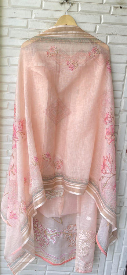Kora Banarasi Linen Unstitched Ladies Suit Rc17158