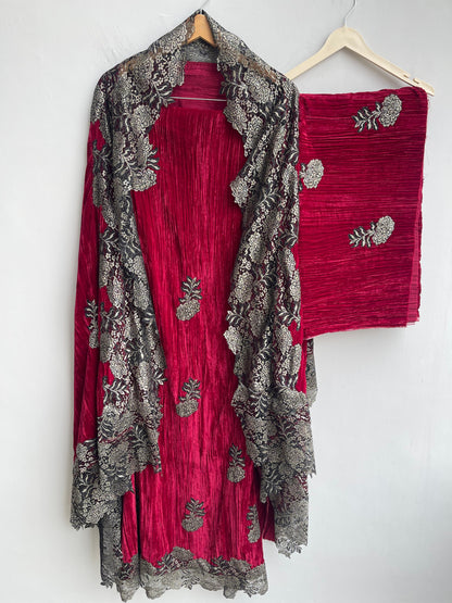 Micra crushed velvet unstitched ladies suit Rc18269 (b)