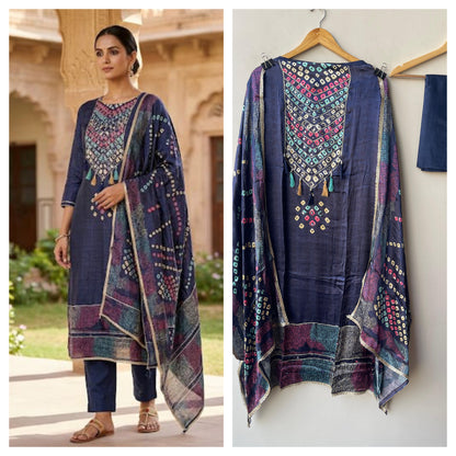 Gajji silk printed unstitched ladies suit Rc19332 (b)
