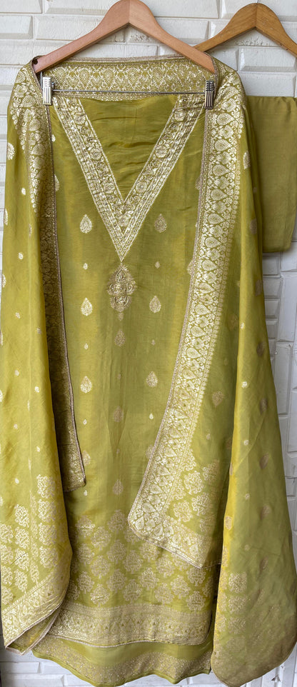 Banarasi shimmer silk unstitched ladies suit Rc17749 (a)