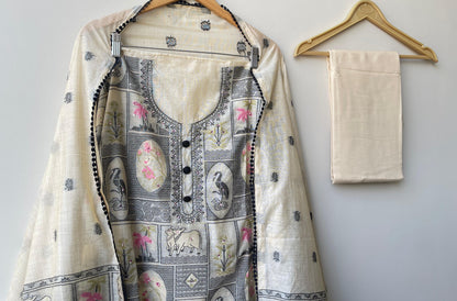 Mul Chanderi Unstitched Ladies Suit RC-18679