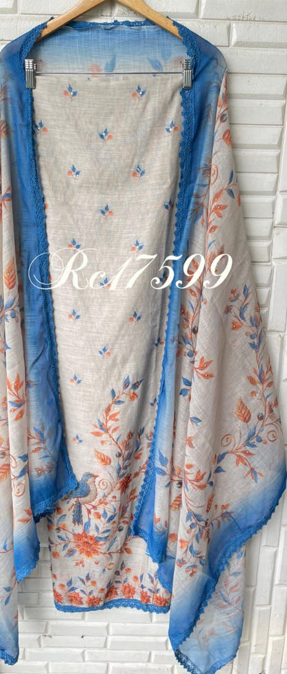 Cotton linen unstitched ladies suit Rc17599