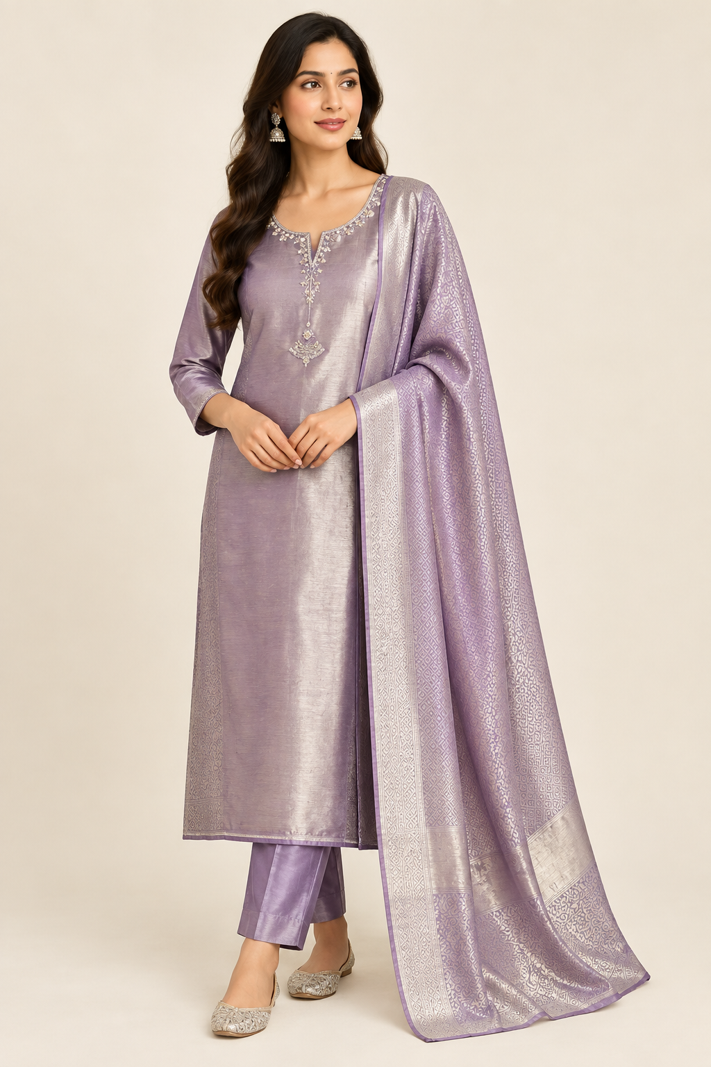Exquisite Self Shimmer Giraffe Silk Unstitched 3 Pcs Designer Suit Set