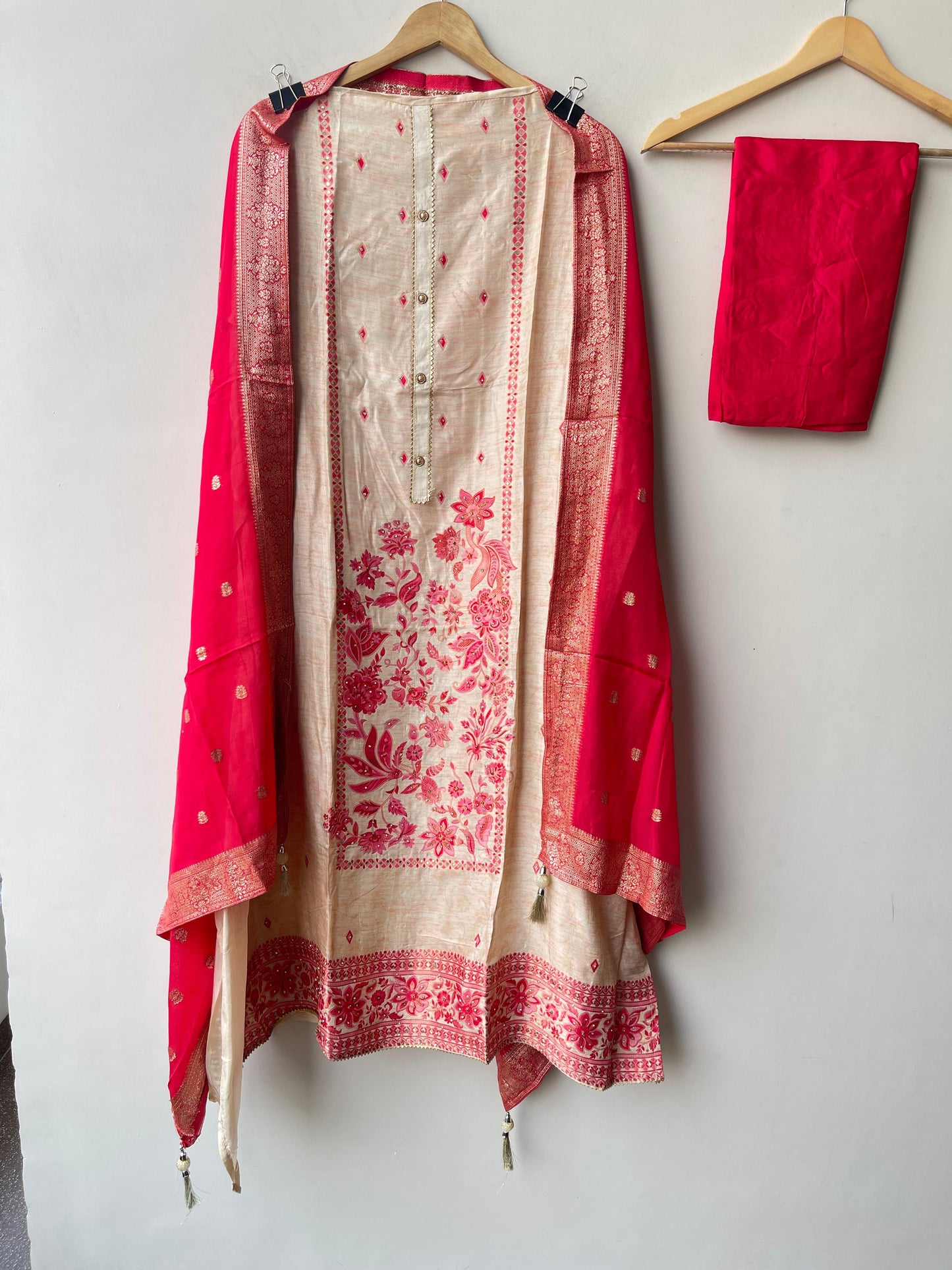 Banarasi self linen silk ladies unstitched suit Rc19325