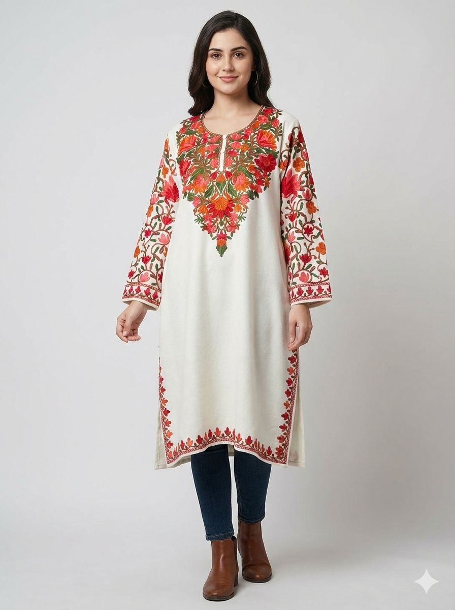 Kashmiri pheron readymade woolen kurta Rc18150