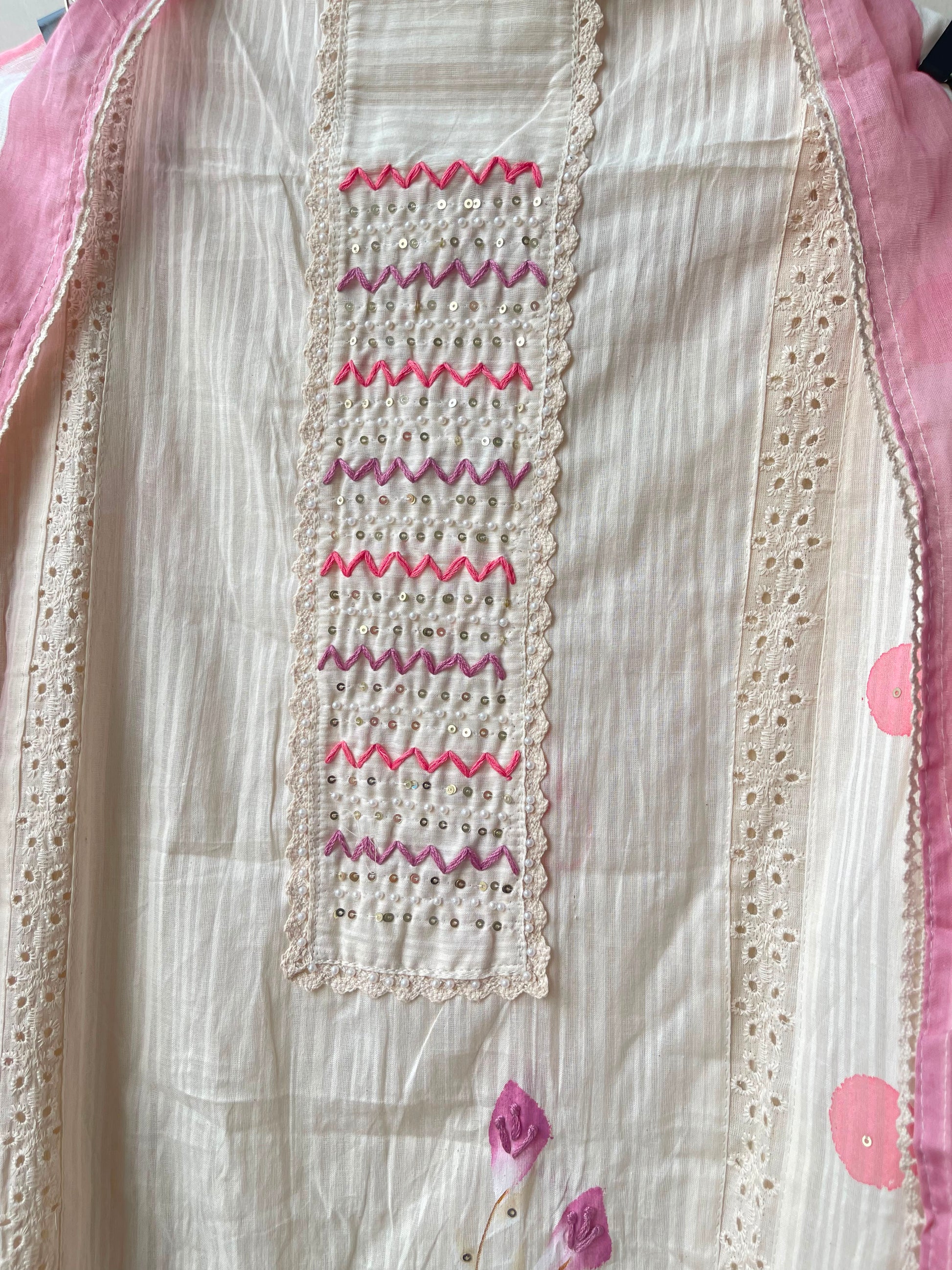 Self Cotton Brush Painted Unstitched Suit with Pearl Work RC-19015 - Royal Chic by Priti (photo 8)