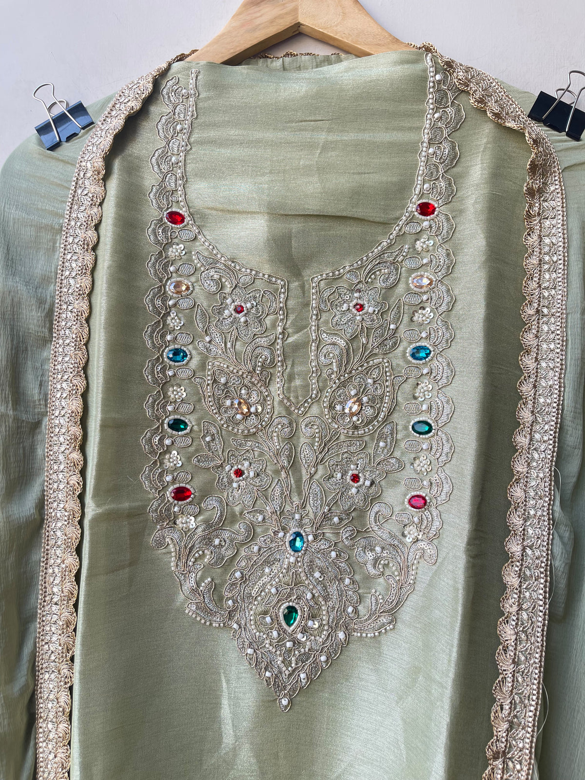 Shimmer Silk Kutdanna Embroidered unstitched ladies suit set
