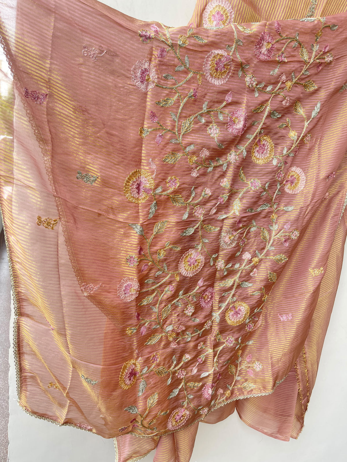 Self Shimmer Silk Unstitched Designer Suit Set