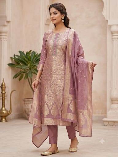Pure Banarasi brocade silk unstitched ladies suit Rc19348 (a)