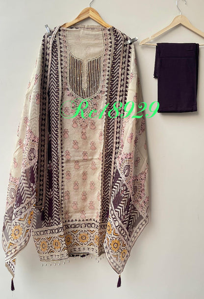 Organza printed unstitched ladies suit Rc18929