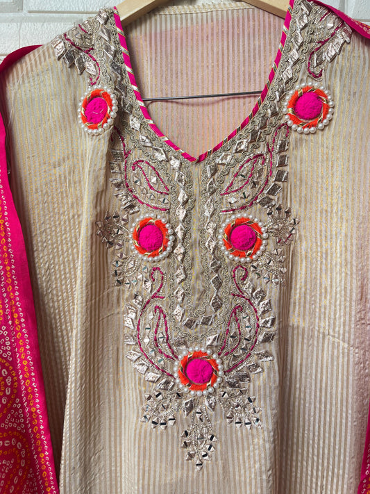 Banarasi shimmer silk unstitched ladies suit Rc17737