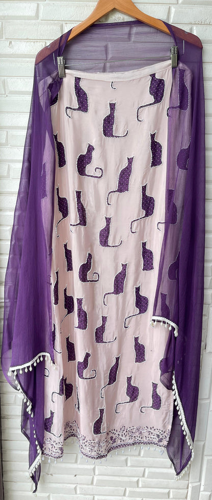 Organza crepe unstitched ladies suit Rc17481