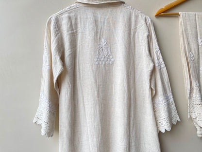 Soft khadi linen stitched ladies coord set Rc19088