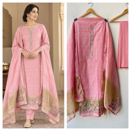 Banarasi Mul Chanderi Elegant Unstitched Suit Set