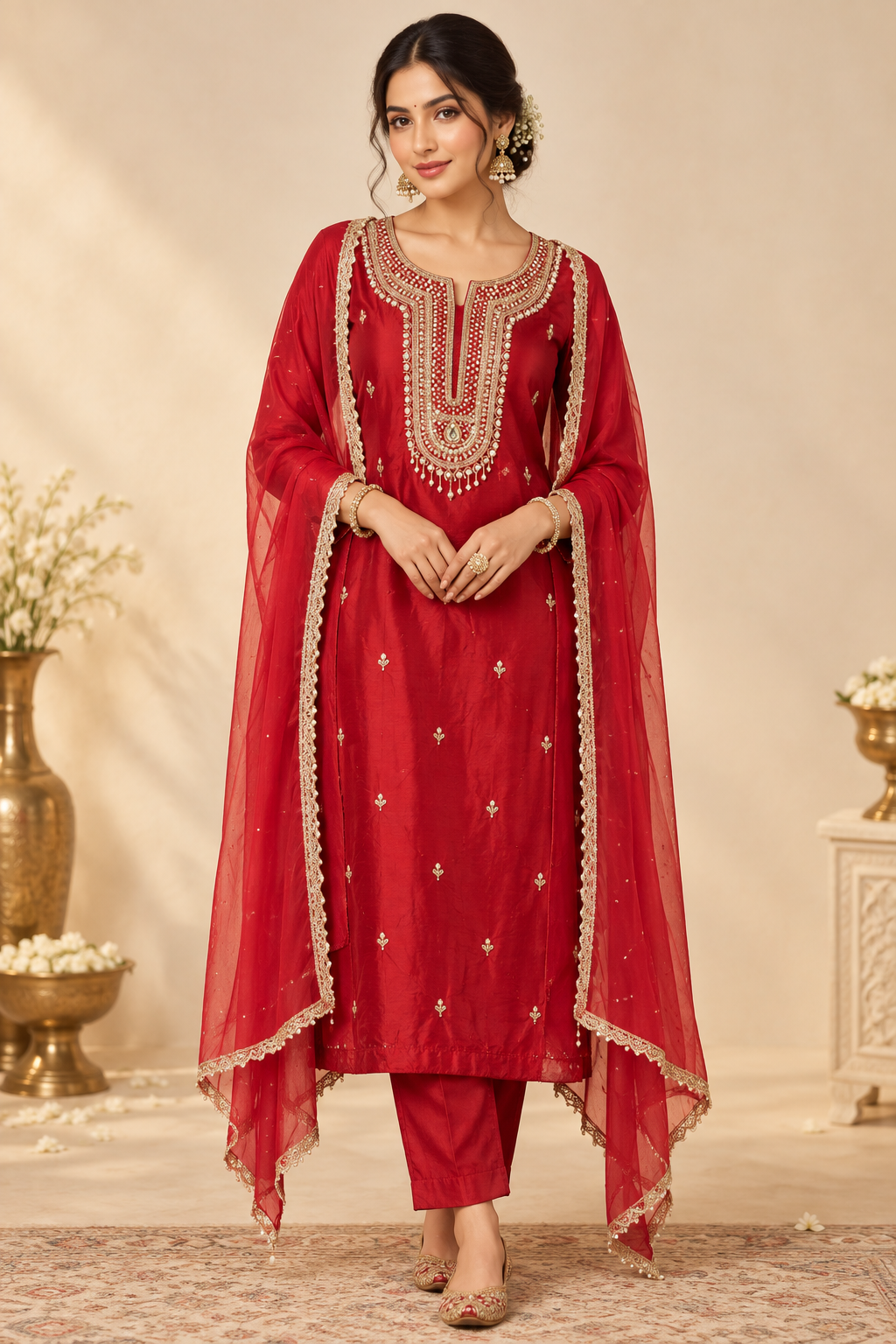 Crepe Satin 3 pcs Unstitched Designer Suit Set
