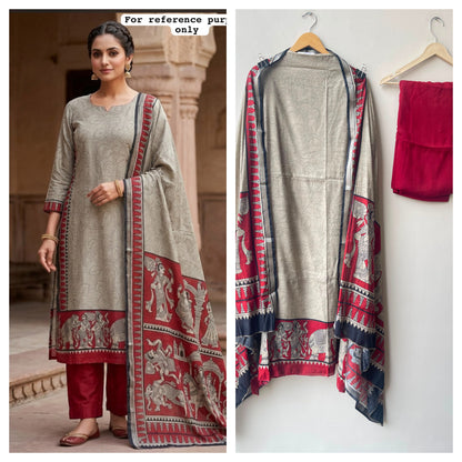 Mul chanderi maheshwari printed unstitched ladies suit Rc19051 (b)