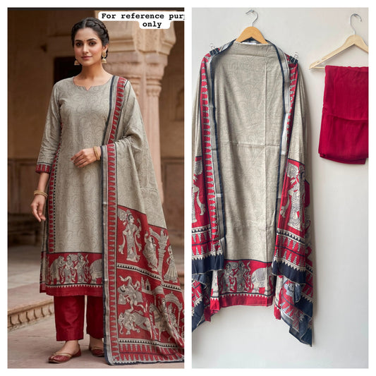 Mul chanderi maheshwari printed unstitched ladies suit Rc19051 (b)