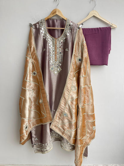 Brocade silk unstitched ladies suit Rc18174