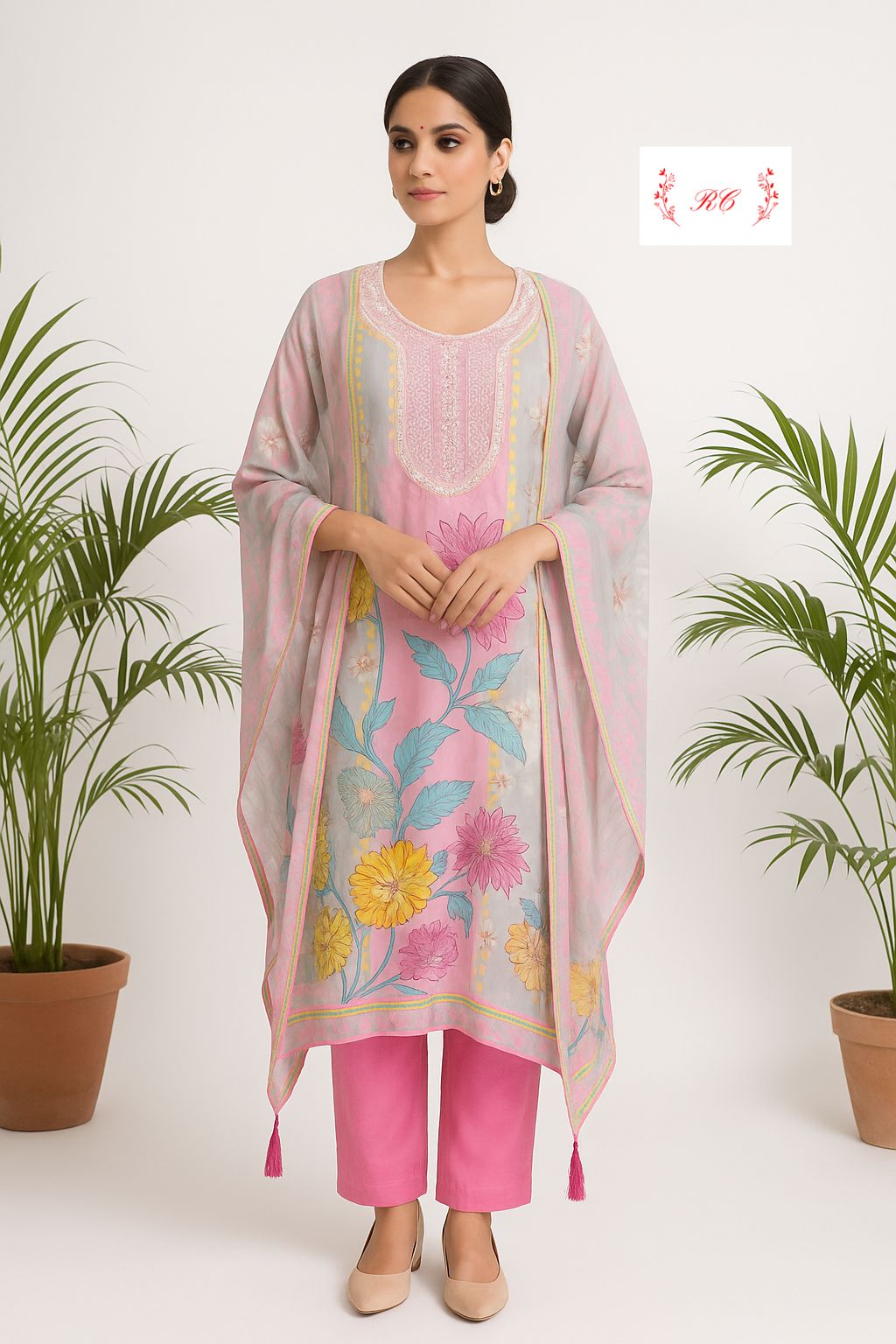 Organza unstitched ladies suit Rc17498