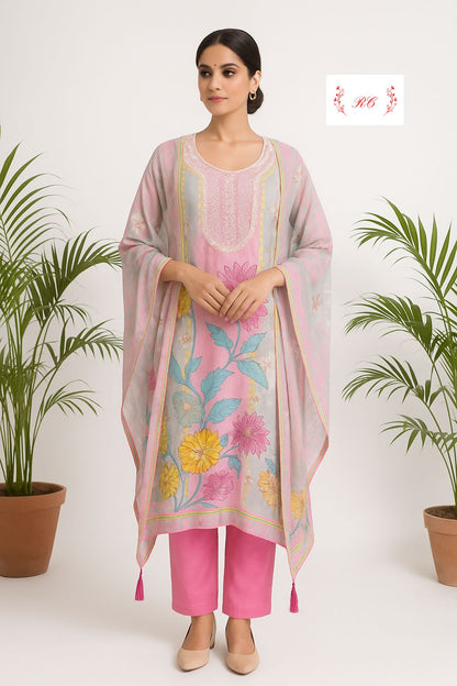 Organza unstitched ladies suit Rc17498