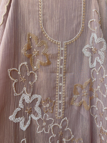 Pure shimmer crushed tissue unstitched ladies suit Rc18797