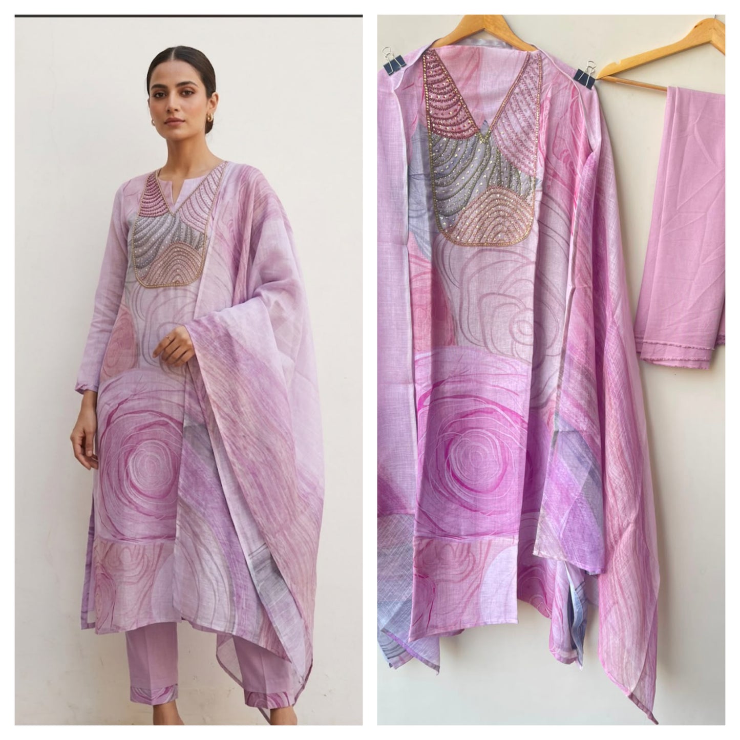 Linen printed unstitched ladies suit Rc19045