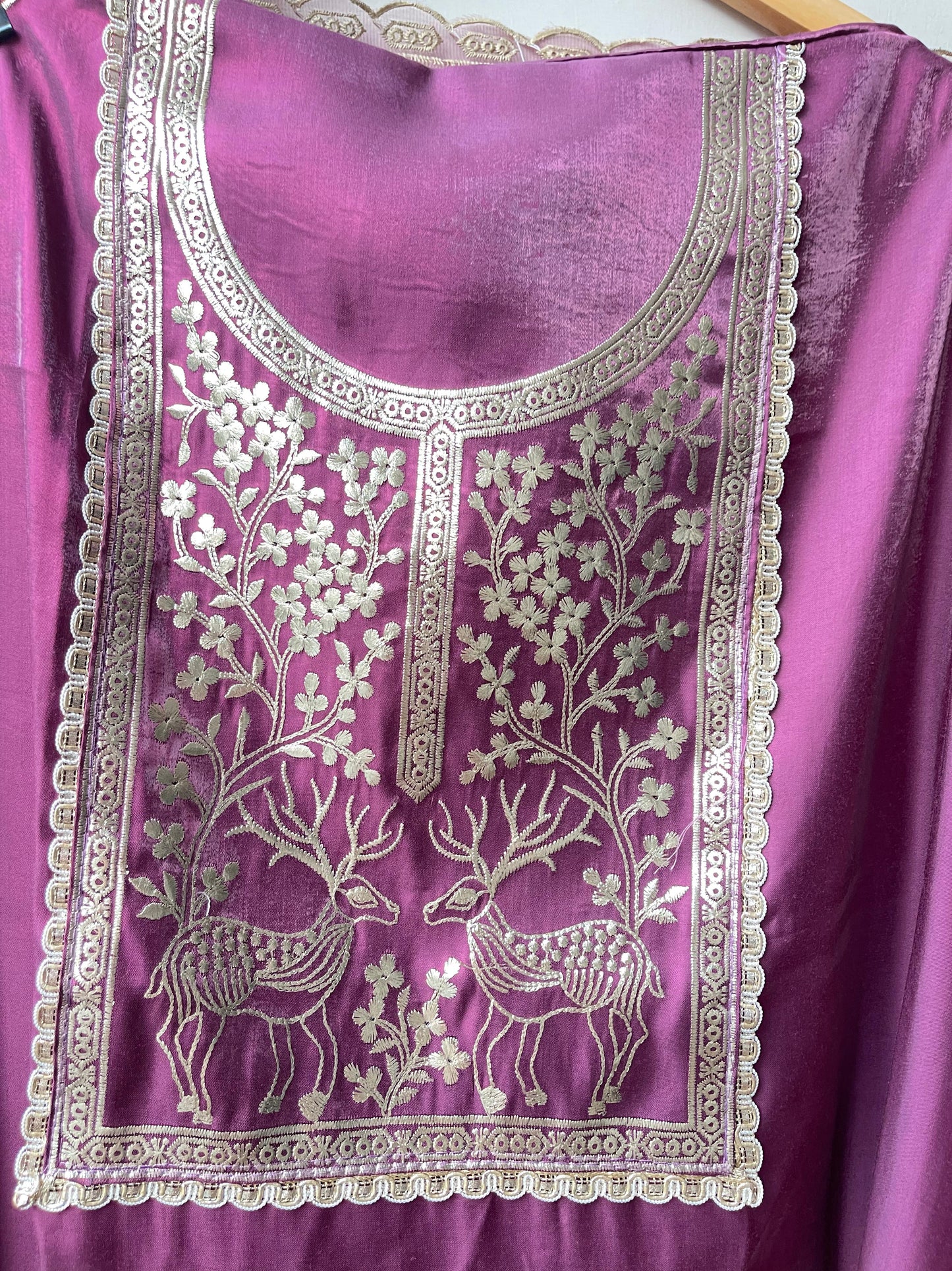 Satin silk unstitched ladies suit Rc18932