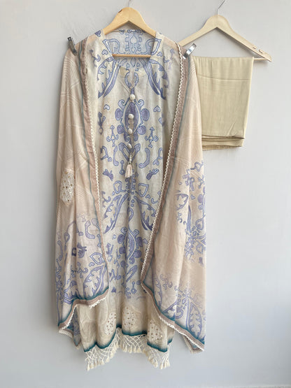 Self mul chanderi unstitched ladies suit Rc18490