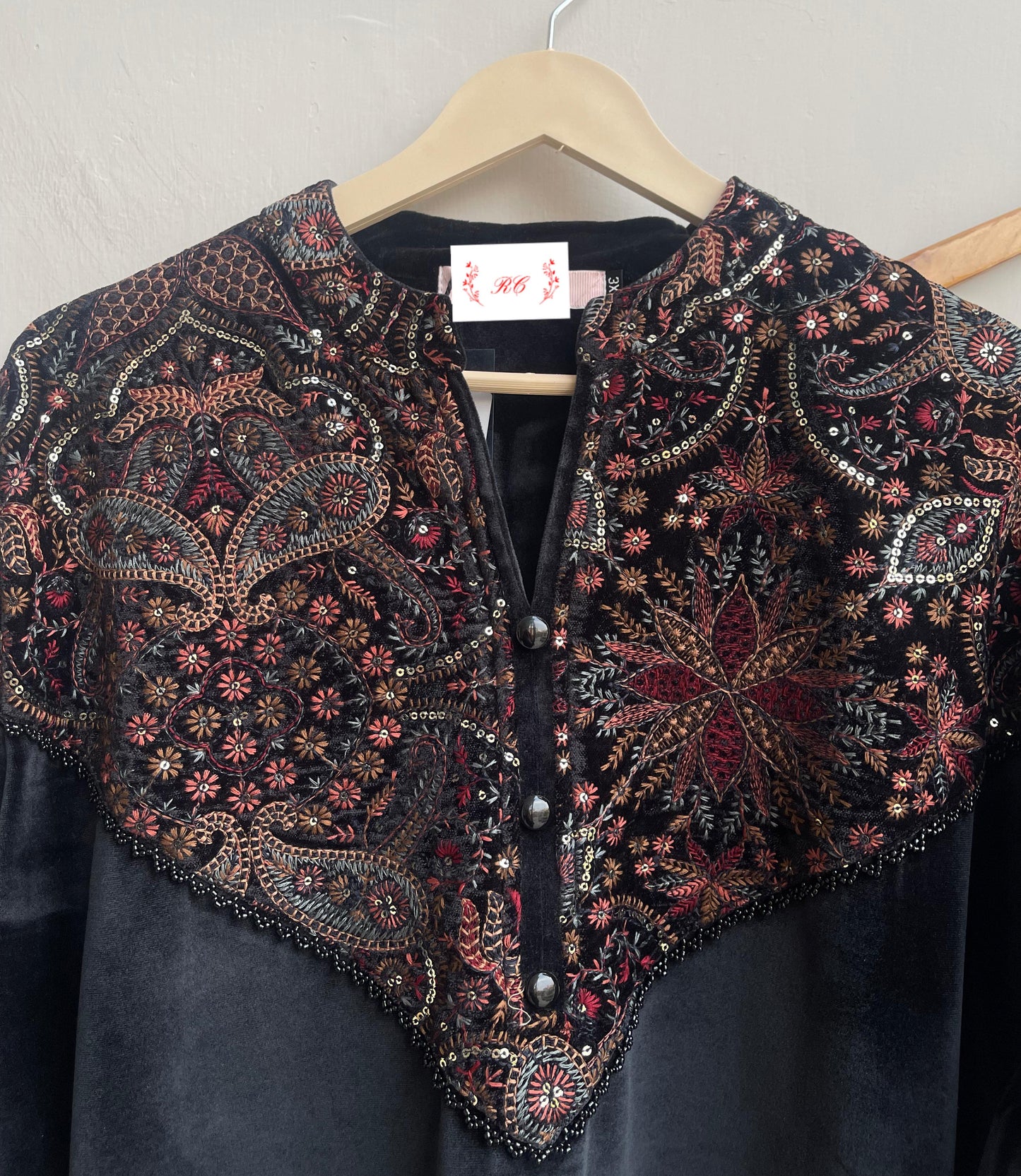 Velvet embroidered readymade ladies winter coord set Rc17877