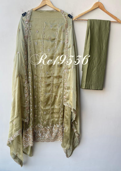 Shimmer glass silk unstitched ladies suit Rc19336 (a)