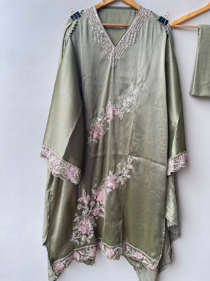 Pure shimmer giraffe silk unstitched ladies suit Rc19170 (b)