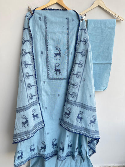 Linen fabric unstitched ladies suit Rc18419