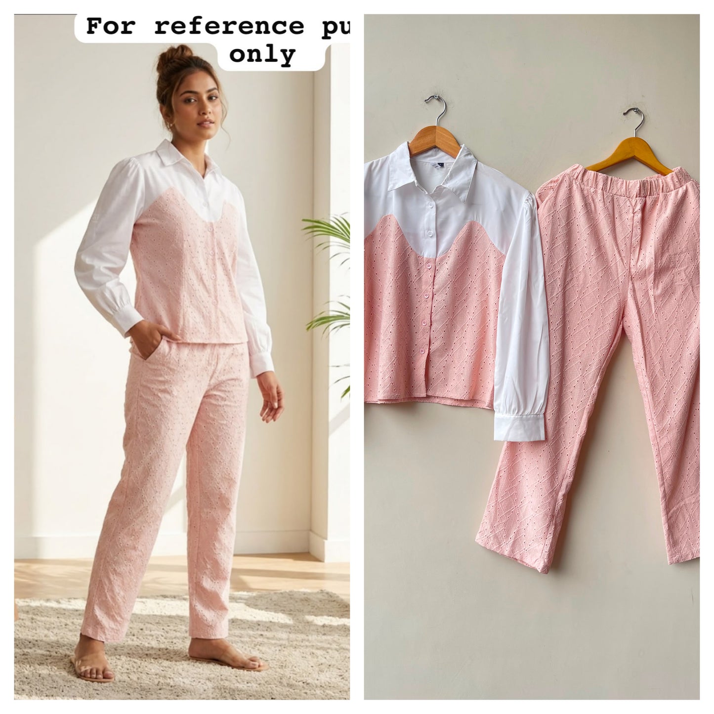 Chikan cotton stitched ladies coord set Rc19154