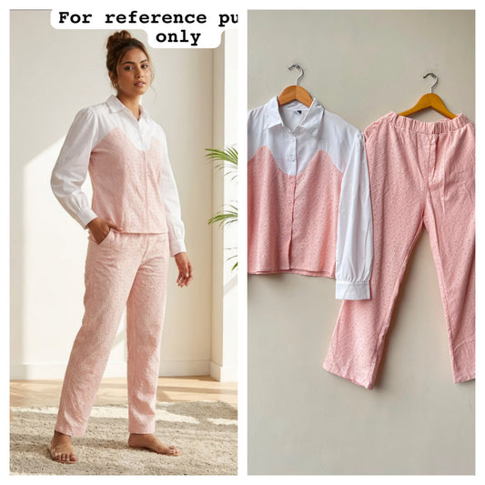 Chikan cotton stitched ladies coord set Rc19154