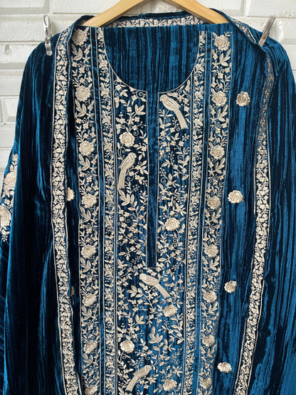 Micra crushed velvet unstitched ladies suit Rc18211