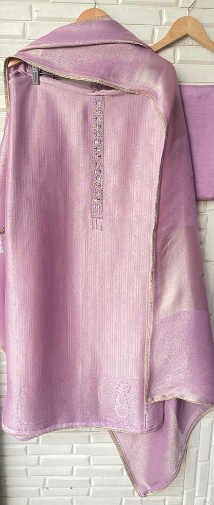 Pure brocade silk unstitched ladies suit Rc17812