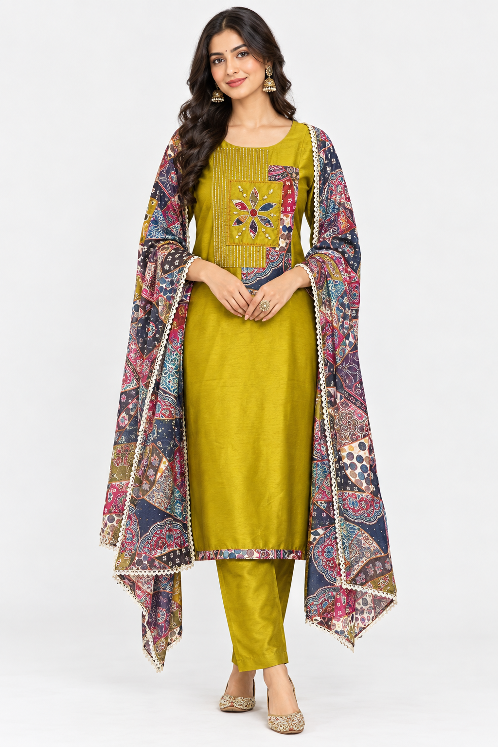 Exquisite Glaze Cotton Printed Fabric Unstitched Suit Set
