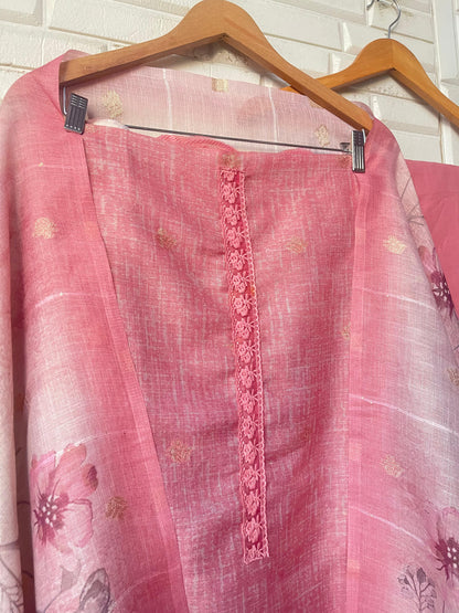 Banarasi shimmer linen unstitched ladies suit Rc17732