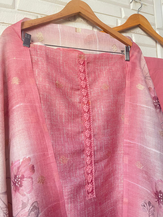 Banarasi shimmer linen unstitched ladies suit Rc17732