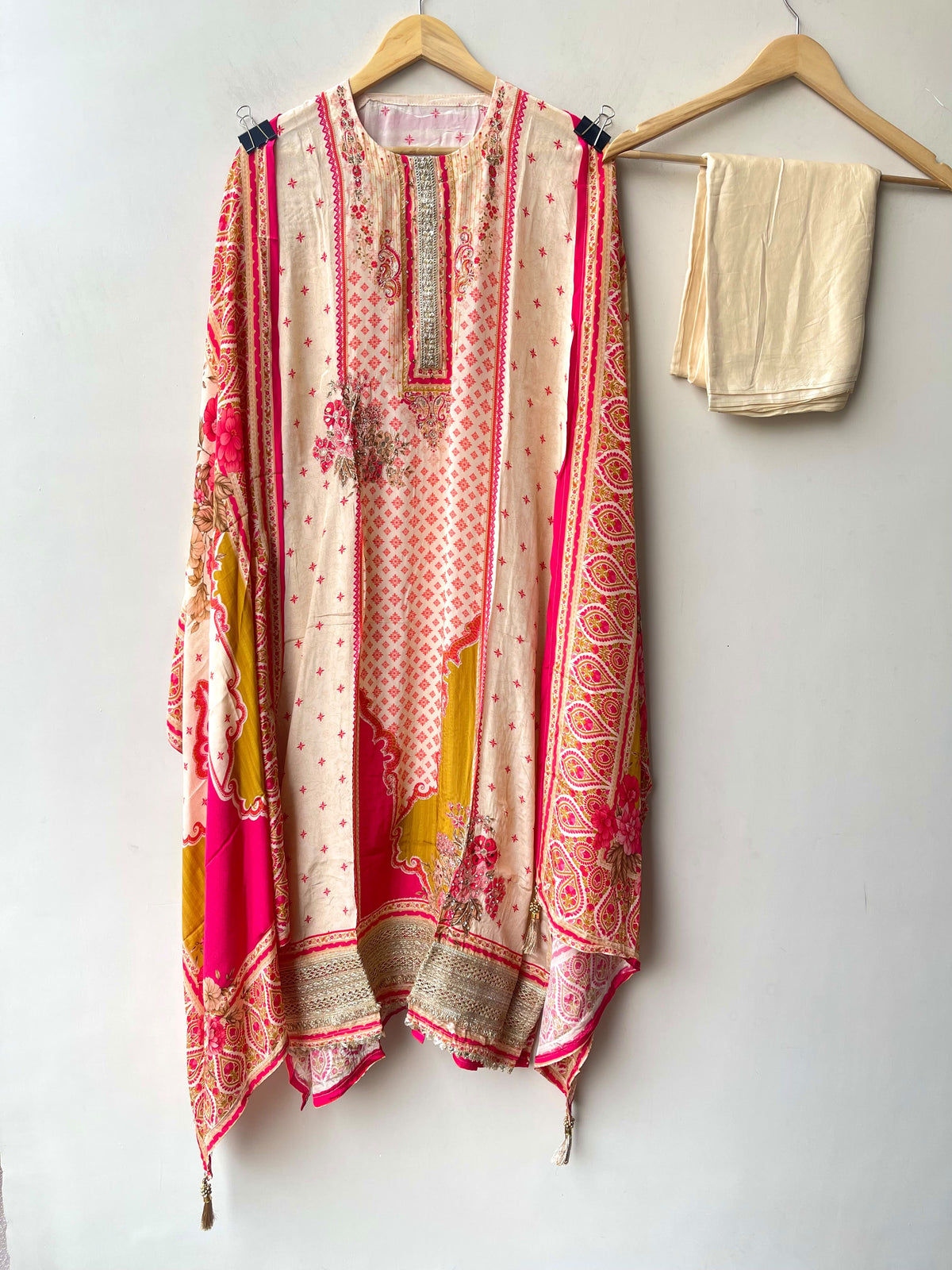 Crepe Satin Printed Unstitched Designer Suit Set